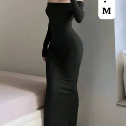 🖤 Vestido Noir Elegance – Sofisticación atemporal con hombros descubiertos y silueta ceñida