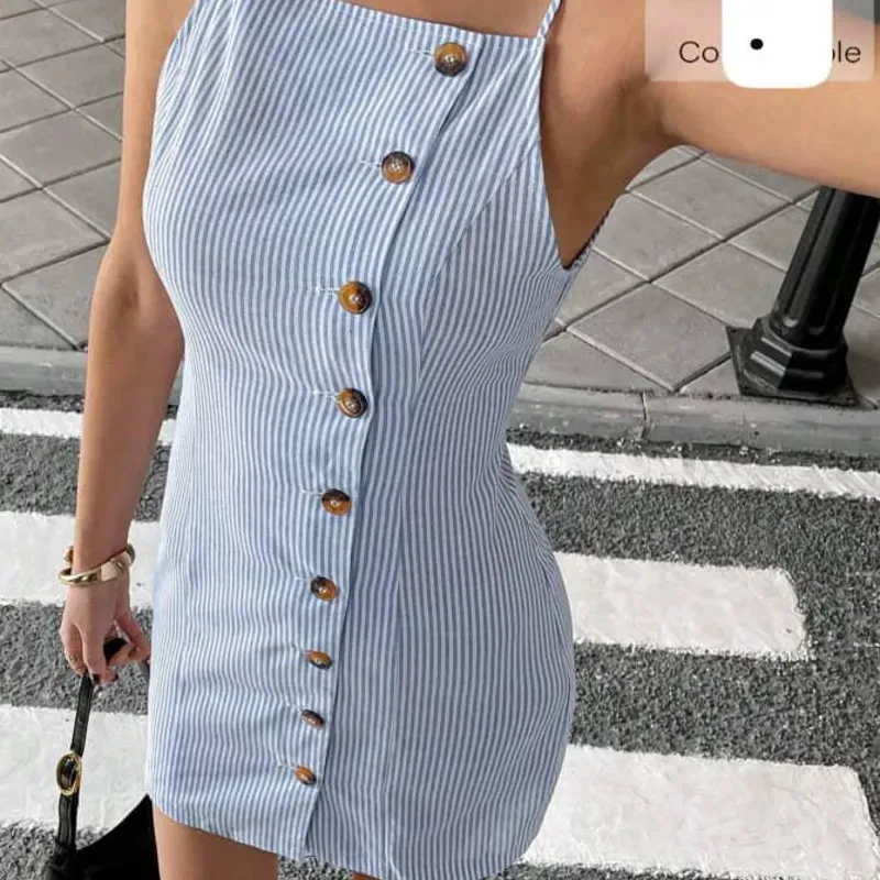 💙 Vestido Rayas Diagonales – Frescura de algodón con diseño único y toque artesanal