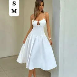 🤍 Vestido White Glow – Elegancia fresca con corte romántico y detalles que enamoran