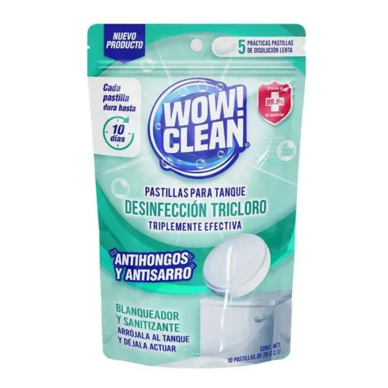 🚽 WOW! CLEAN Pastillas para Tanque – Desinfección Tricloro (10 unidades de 20g c/u)