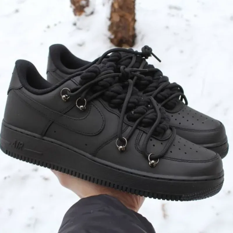 Nike Air Force One Negras Doble Cordón 