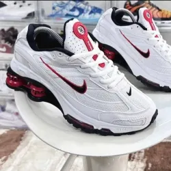Nike Shox 4 Muelles Blancas Y Rojas