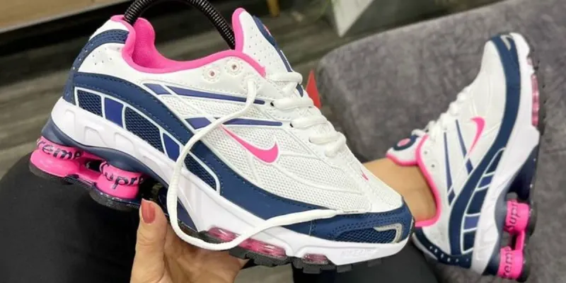 Nike Shox 4 Muelles Azules Blancas y Rosadas