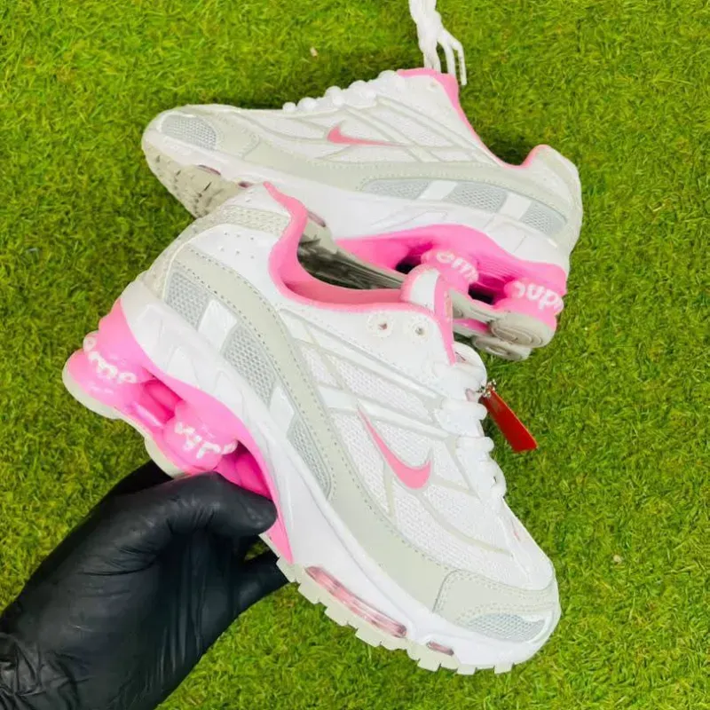 Nike Shox 4 Muelles Rosadas Gris y Blancas 