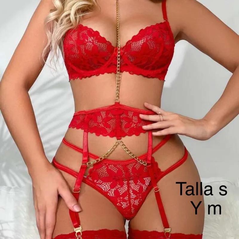 Liguero Rojo con diseño de cadenas ❤️✨🫠