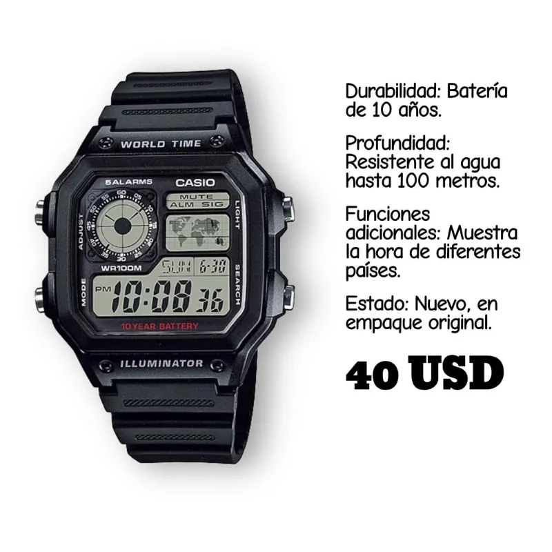 Casio Original nuevo en Caja Modelo AE1200WH-1A