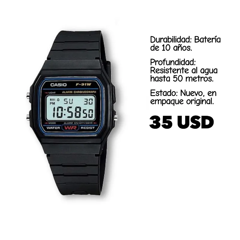 RELOJ CASIO ORIGINAL NUEVO EN CAJA Modelo F91W