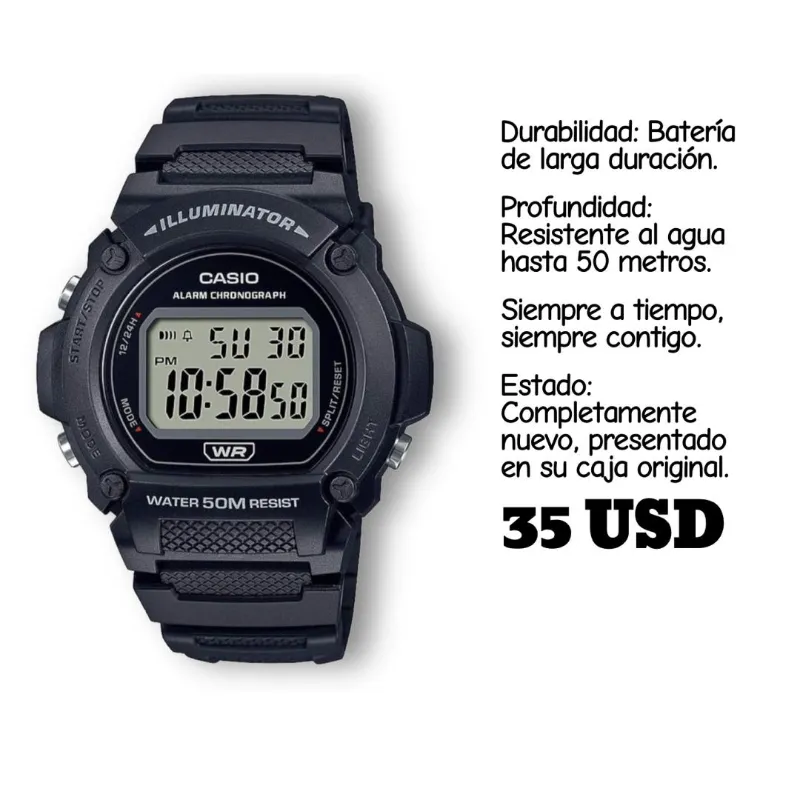 RELOJ CASIO ORIGINAL NUEVO EN CAJA MODELO W-219H-1AVCF
