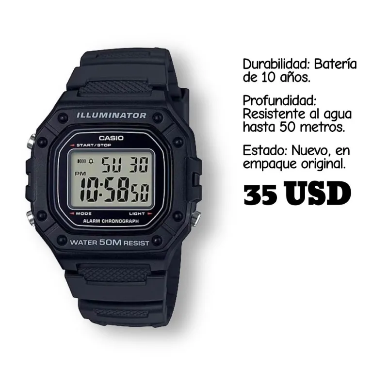 RELOJ CASIO ORIGINAL NUEVO EN CAJA MODELO W218H