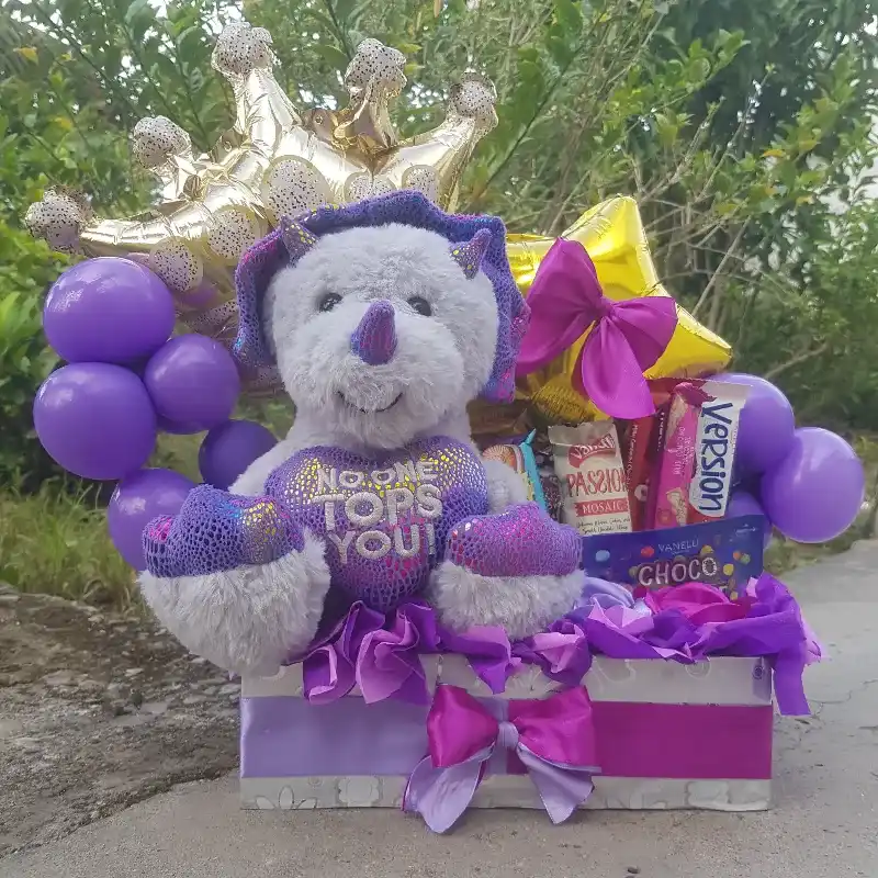 Caja rectangular con peluche