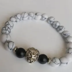 Pulsera de Howlita y Ónix negro