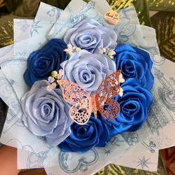 Ramo de 7 rosas eternas azules