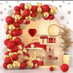 Globo- Srt- 18577774 Set De 120 pz Color Rojo -Dorado 1pz