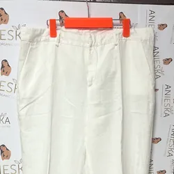 Pantalón  blanco de mujer de hilo talla 36 