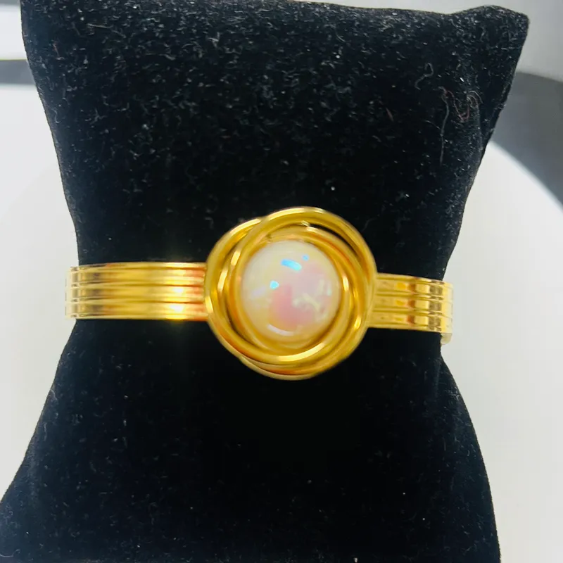 Pulsera acero inoxidable Perla blanca 