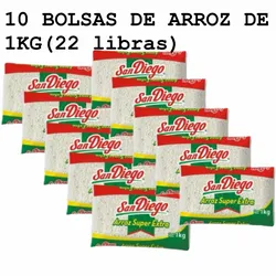 10 BOLSAS DE ARROZ DE 1KG (22 libras) 