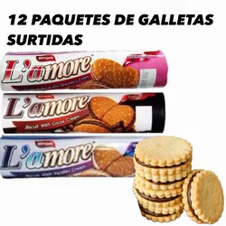 12 PAQUETES DE GALLETAS L’A MORE SURTIDAS