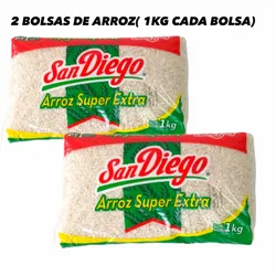 2 BOLSAS DE ARROZ SAN DIEGO(1KG CADA BOLSA)