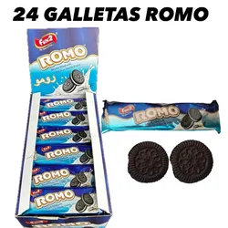 24 GALLETAS ROMO DE CHOCOLATE RELLENAS DE CREMA DE VAINILLA