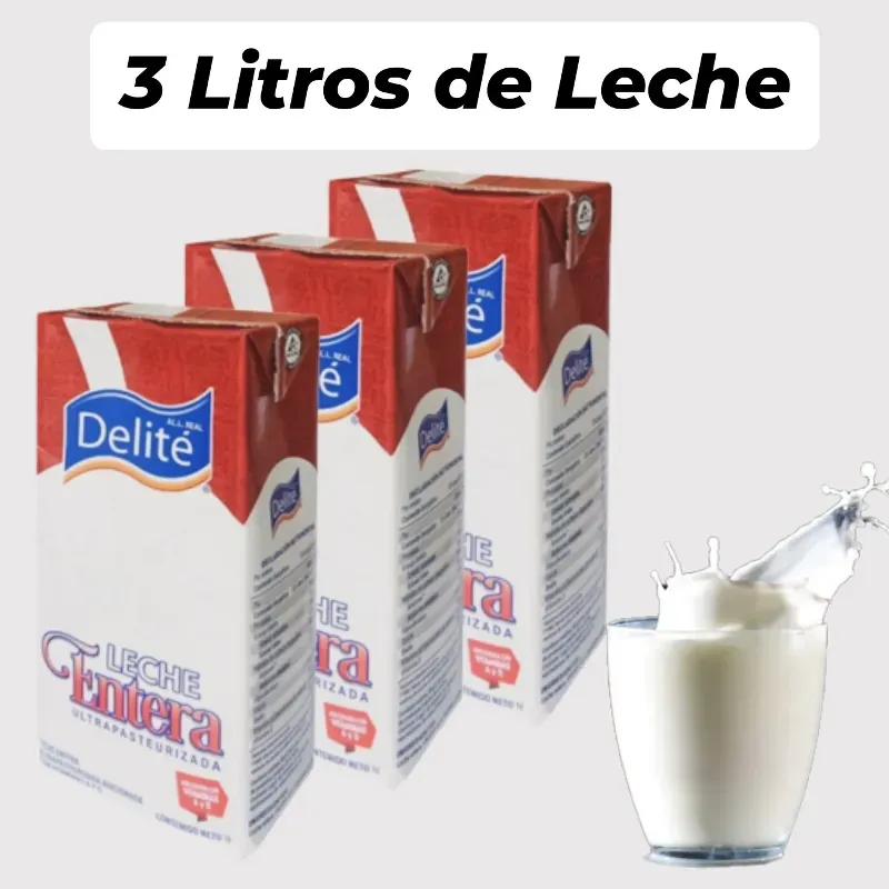 3 CAJAS DE LECHE ENTERA LIQUIDA (1+1+1 LITROS) 🥛🥛🥛