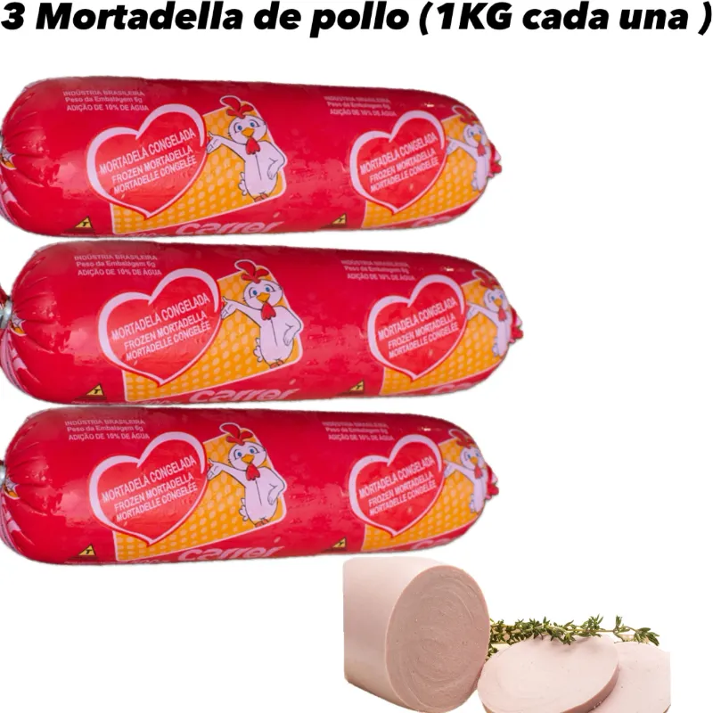 3 MORTADELLAS DE POLLO (1KG CADA UNA )