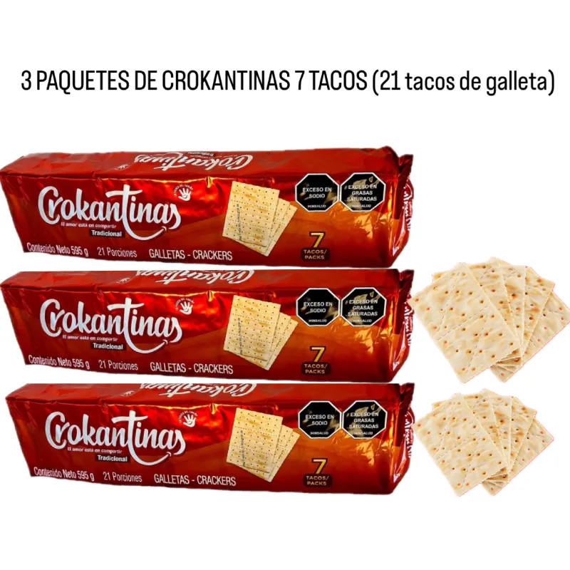3 PAQUETES DE CROKANTINAS 7 Tacos (21 tacos en total)