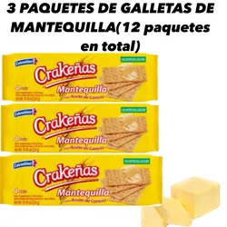 3 PAQUETES DE GALLETAS CRAKEÑAS DE MANTEQUILLA(12 paquetes en total)