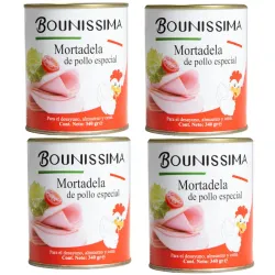 4 MORTADELLA DE POLLO BOUNISSIMA( 4×340 gramos) 🐔