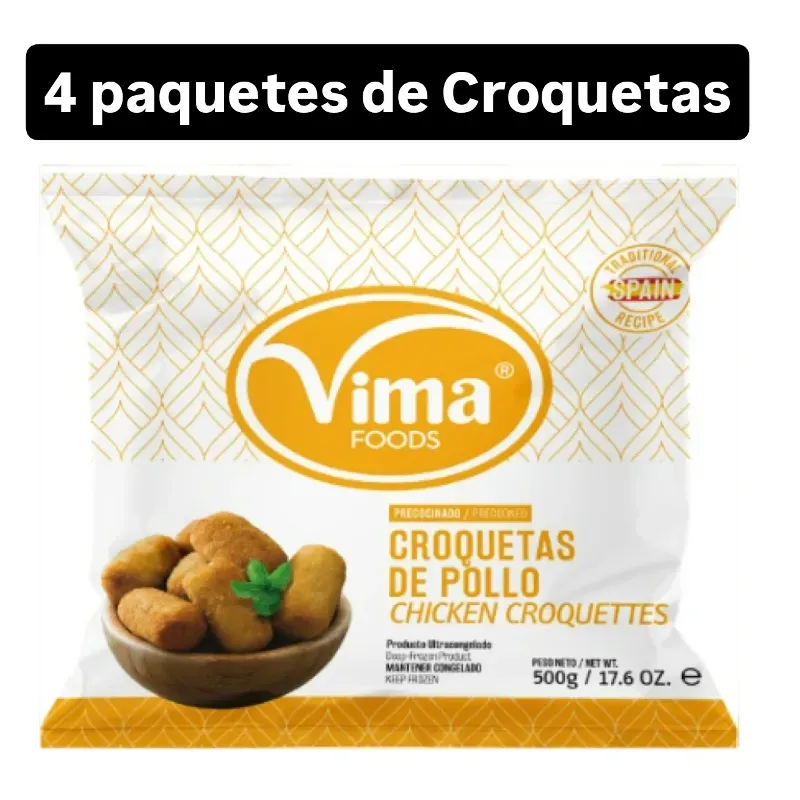 4 PAQUETES DE CROQUETAS VIMA DE POLLO