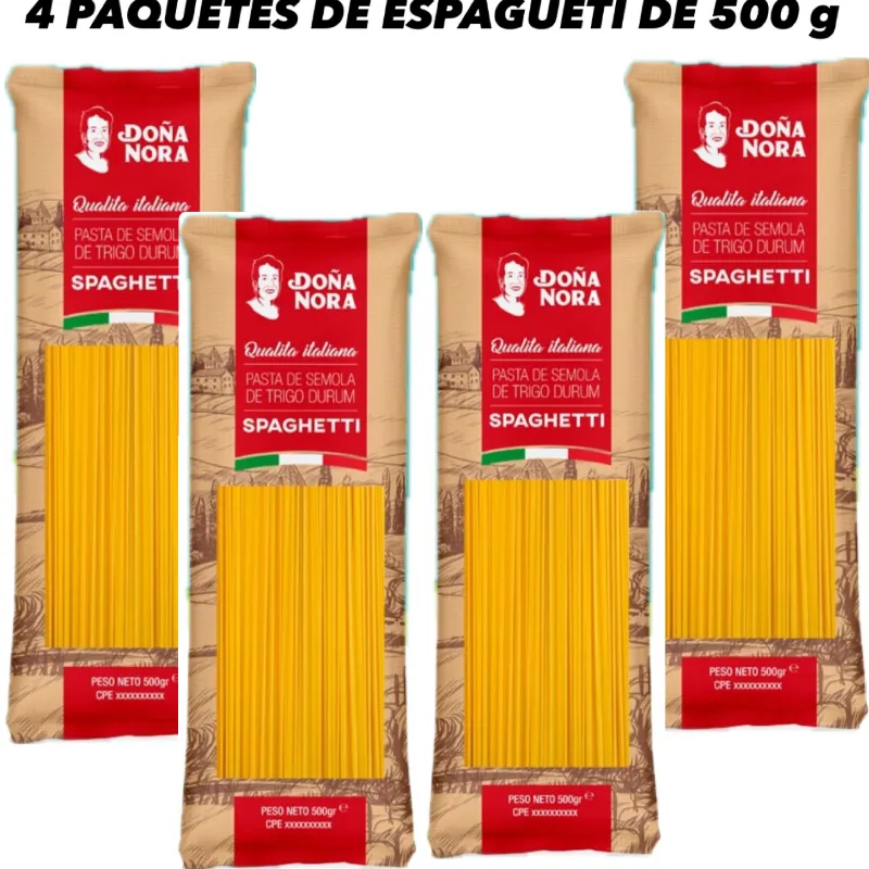 4 PAQUETES DE ESPAGUETI DOÑA NORA (500g cada paquete)