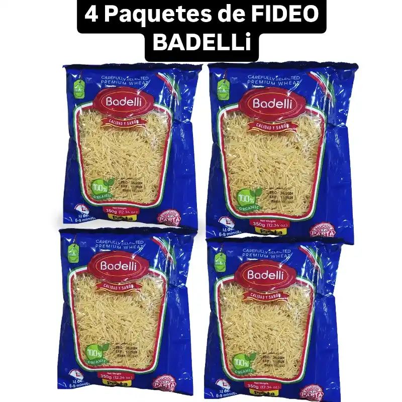4 PAQUETES DE FIDEO BADELLI  🥘🥘🥘🥘