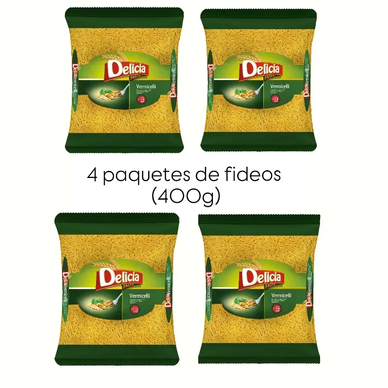 4 PAQUETES DE FIDEOS 