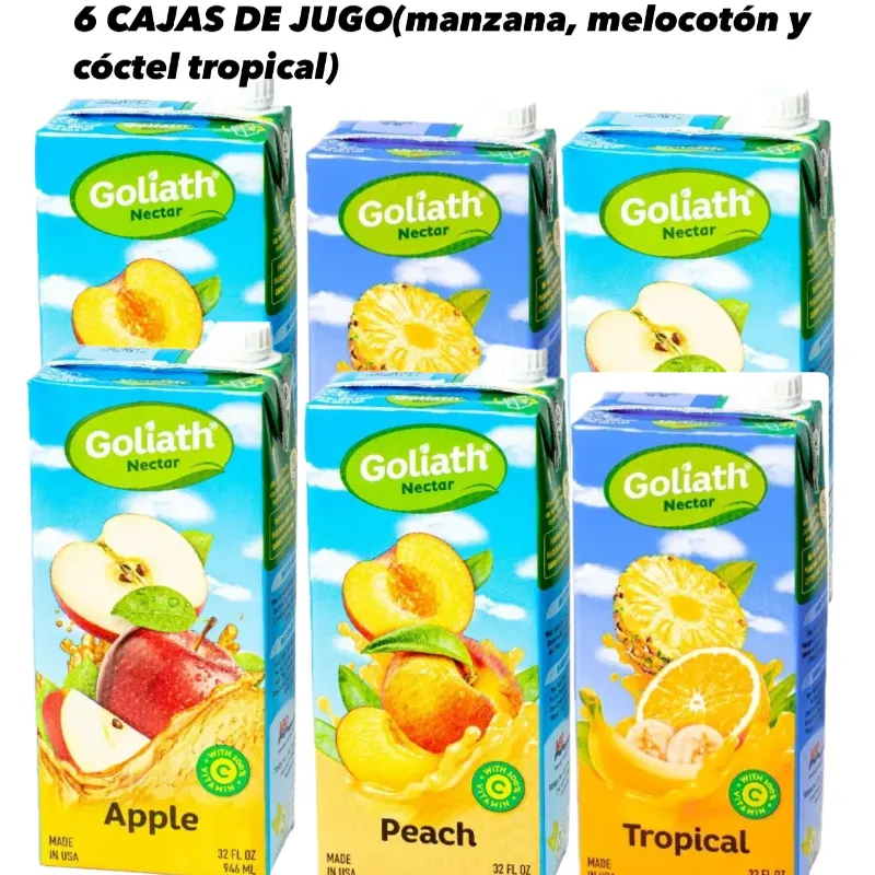 6 CAJAS GRANDES DE JUGO(1Litro cada unidad )🍑🍎🍍🍊