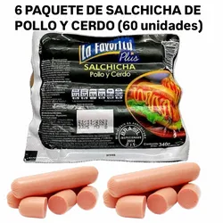 6 PAQUETES DE SALCHICHAS DE POLLO LA FAVORITA 