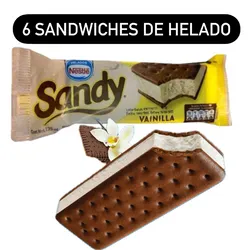 6 SANDWICHES DE HELADO DE VAINILLA ENTRE GALLETAS DE CHOCOLATE 