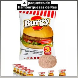 4 PAQUETES DE HAMBURGUESA DE RES CON SOJA 🍔