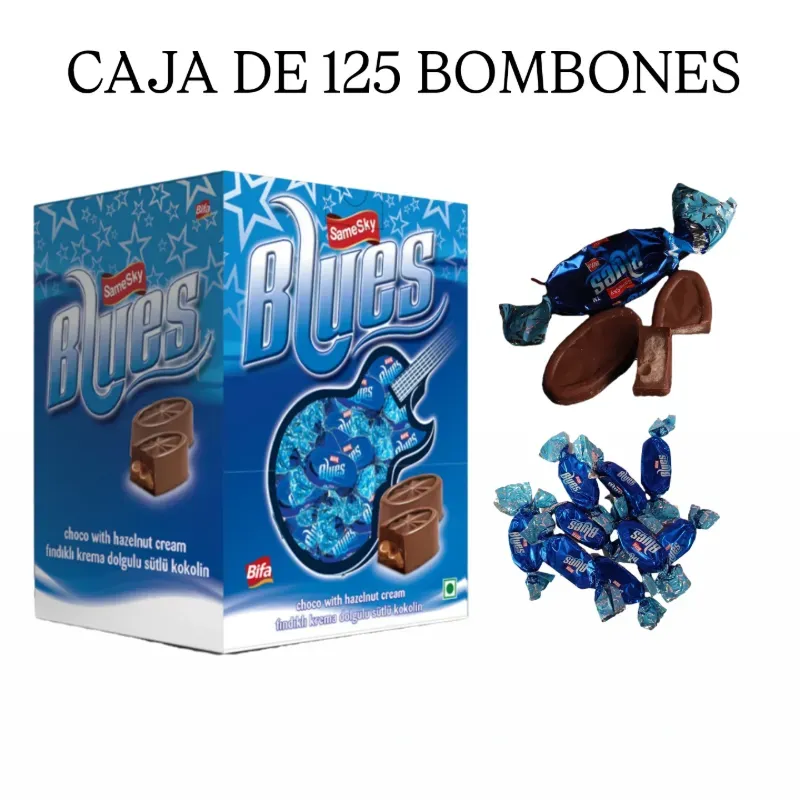 CAJA DE BOMBONES BLUES ( 125 unidades) 🍫