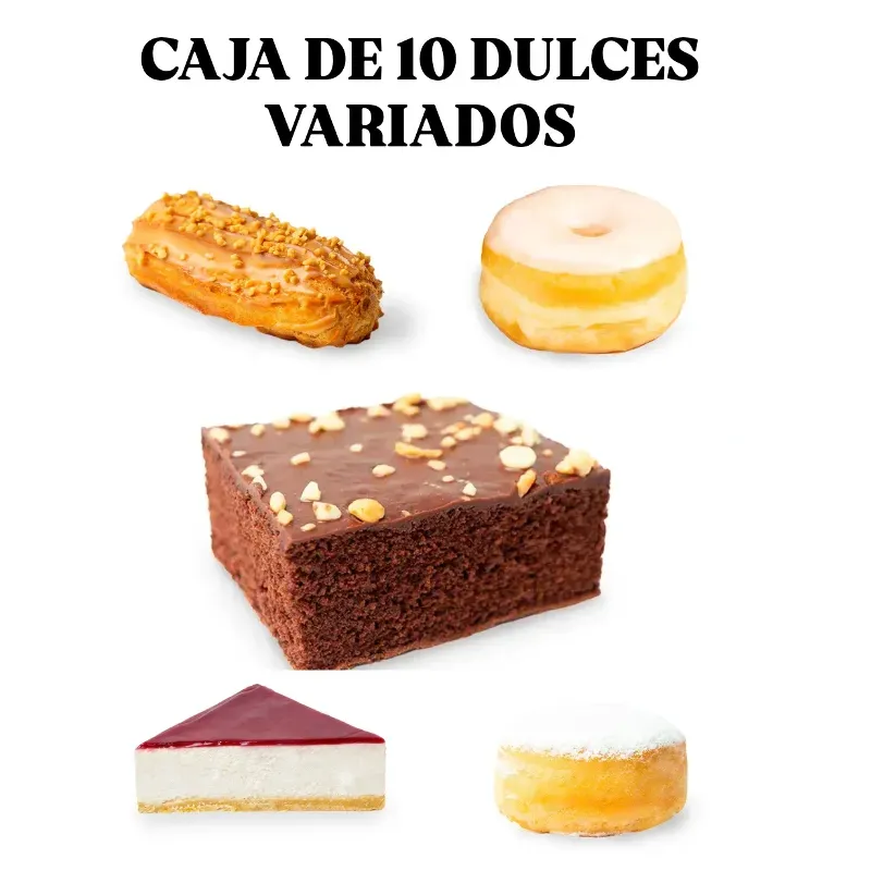 CAJA DE DULCES VARIADA ( 10 unidades) 🍩🍰🧁