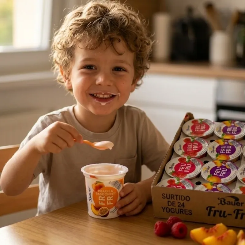 CAJA DE YOGURES Fru Fru surtida con 4 sabores( 🍓 🍒🥭 🍑 ) 24 Unidades