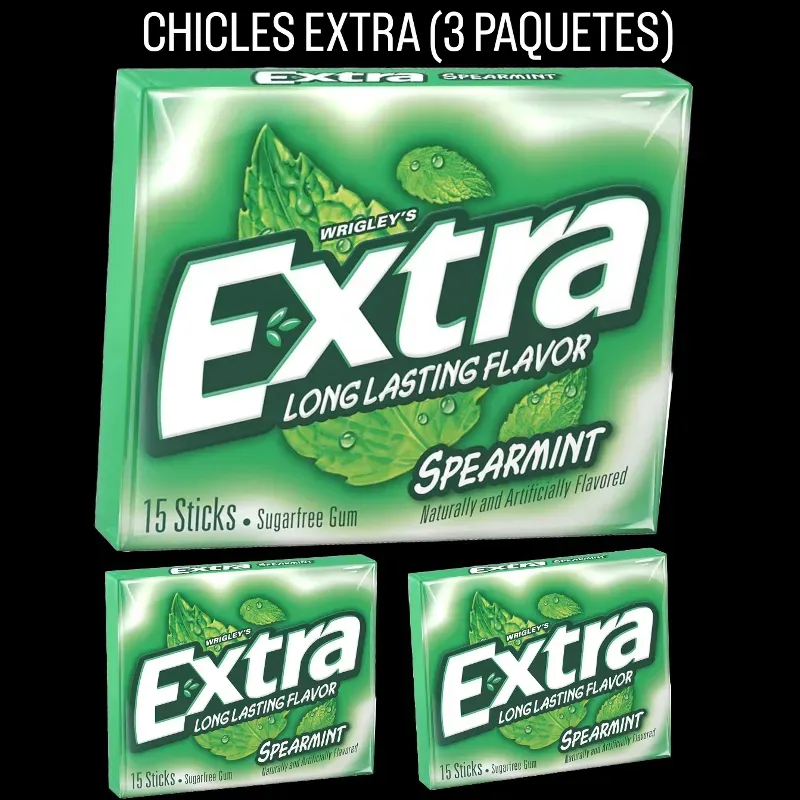 CHICLE EXTRA( 3 PAQUETES×15 unidades) 