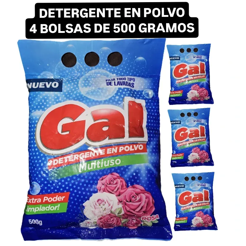 DETERGENTE EN POLVO( 4 BOLSAS DE 500 gr) 🥼👕💧🧽🧼🫧