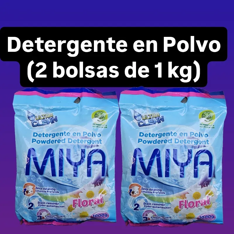 DETERGENTE EN POLVO MIYA ( 2 BOLSAS DE 1 KG)