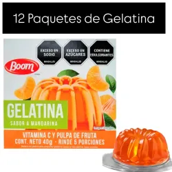 12 PAQUETES DE GELATINA BOOM(40gr cada caja)🍒🍓🍇🍊
