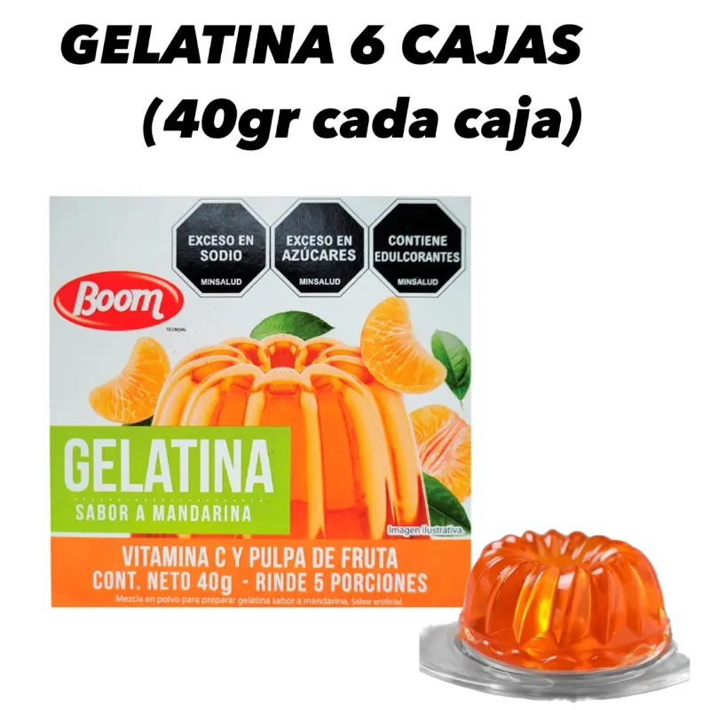 GELATINA BOOM 6 CAJAS(40gr cada caja)🍒🍓🍇🍊