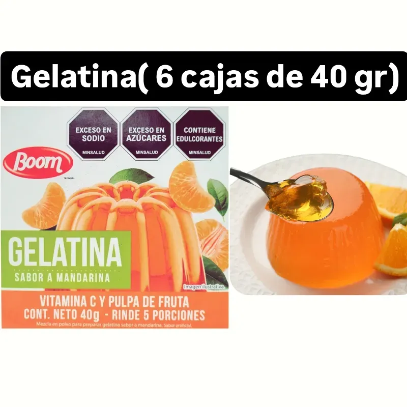 Gelatina  Boom ( Seis cajitas) 🍒🍓🍊🍇