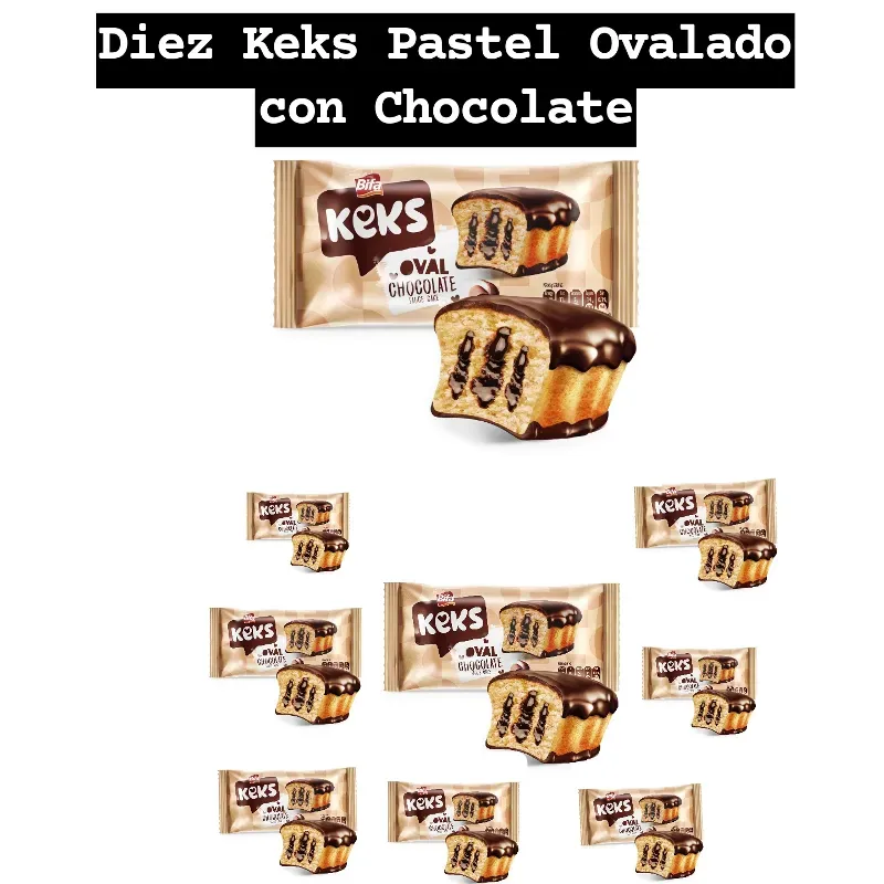 Keks Pastel Ovalado con Chocolate ( 10 unidades)