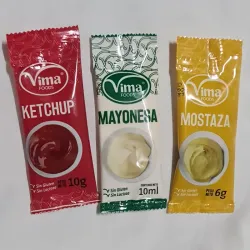 Ketchup, Mayonesa y Mostaza( 5 unidades de cada uno)