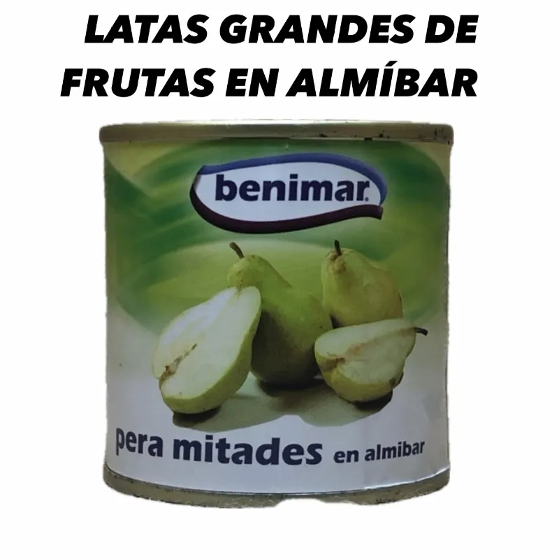 LATAS GRANDES DE FRUTAS EN ALMIBAR 