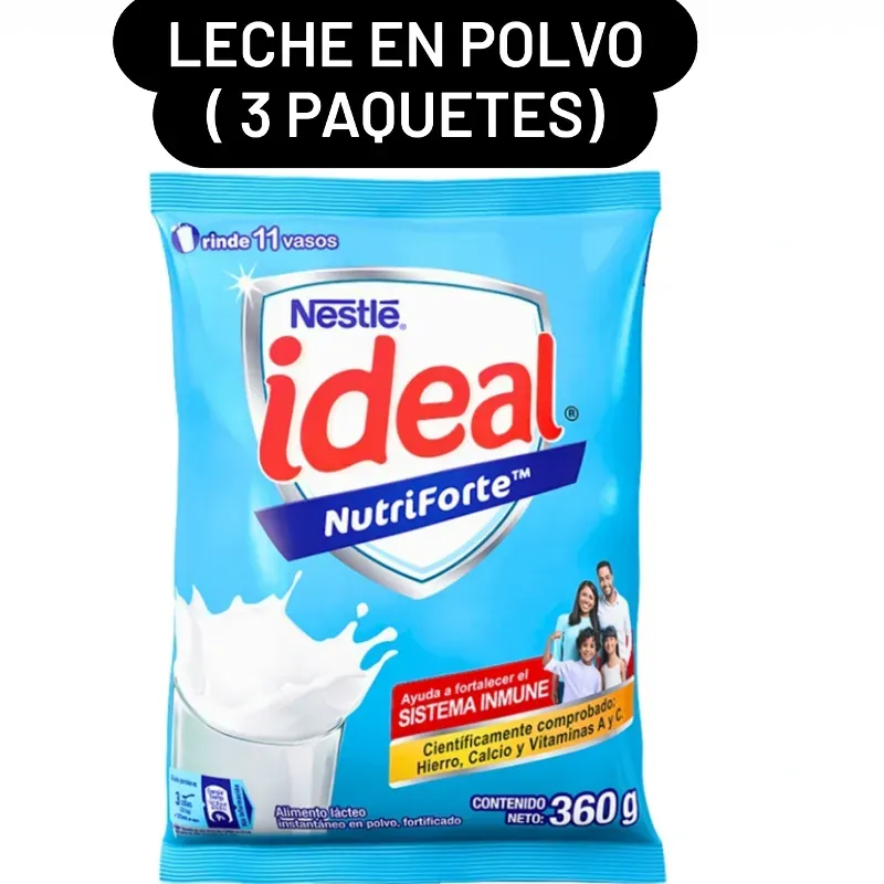 LECHE EN POLVO NESTLE( Tres paquetes de 360 gramos)