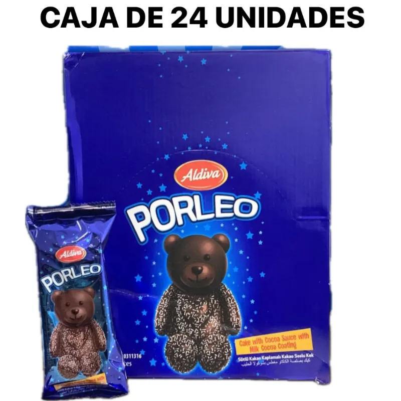 PANQUE DE CHOCOLATE PORLEO (CAJA DE 24 UNIDADES)🧸🍫